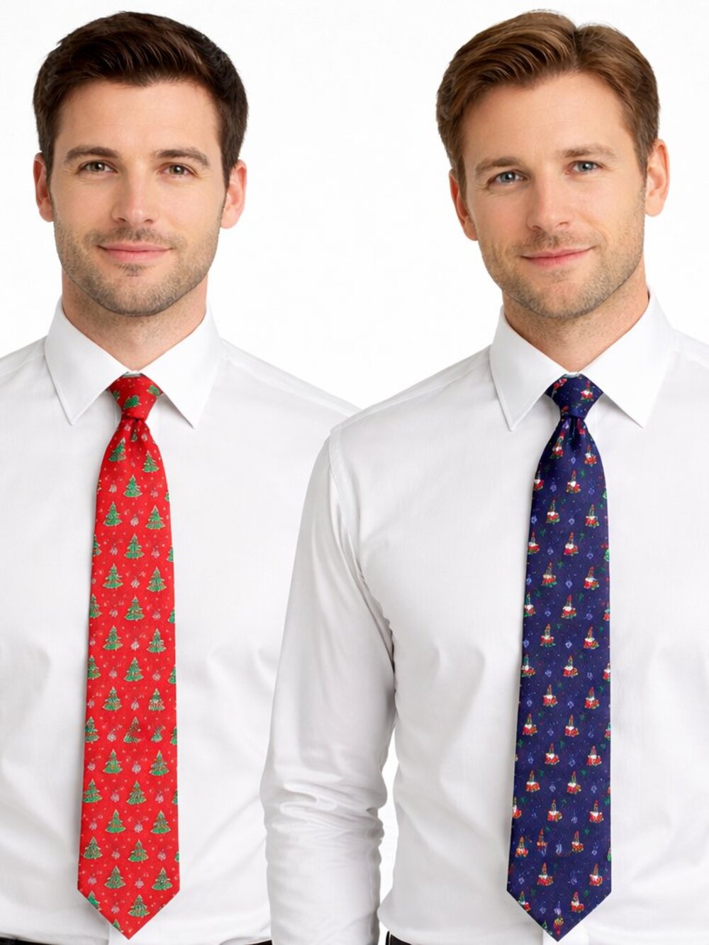 Red/Blue Silk Christmas Tie Set Festive Fun Gift Party Preppy Travel Winter Work